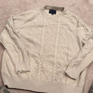 American Eagle Outfitters Beige Crewneck Sweater